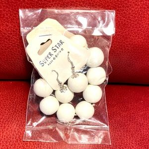 Wood White Big Pearls set of Earrings and Bracelet